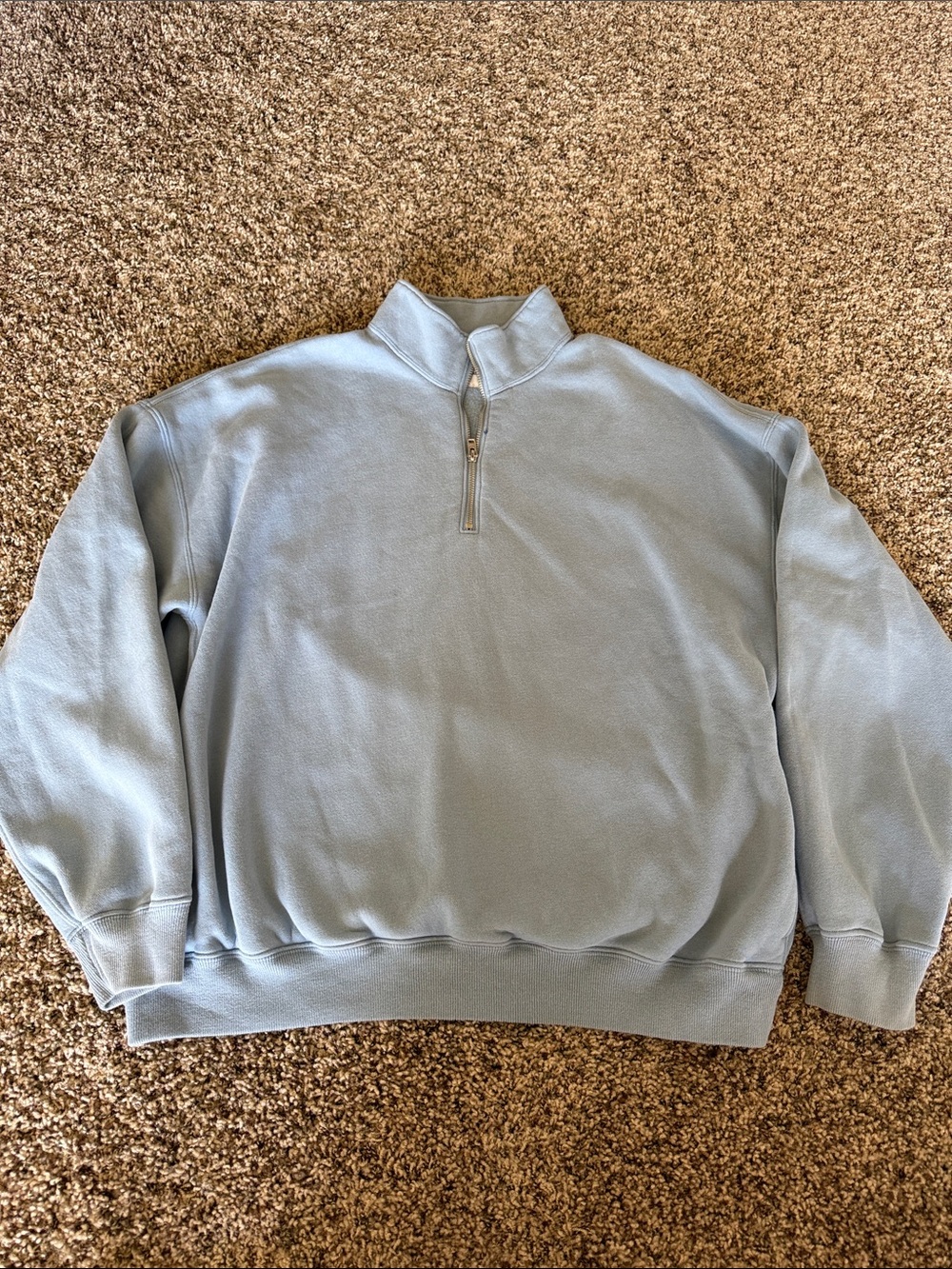 Abercrombie & Fitch Lip Blue Quarter Zip Sweatshirt with Pockets